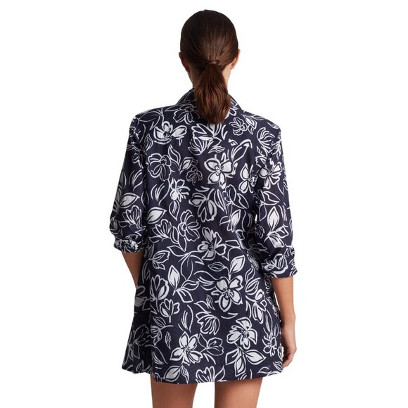 NEW Lauren Ralph Lauren Allora Floral Shirt Cover Up Button Up Floral Blue L - Picture 6 of 7